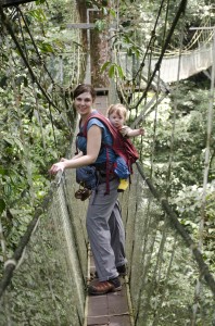 Rachel and Oban on the canopy walkway at Gunung Mulu in Sarawak, Borneo
